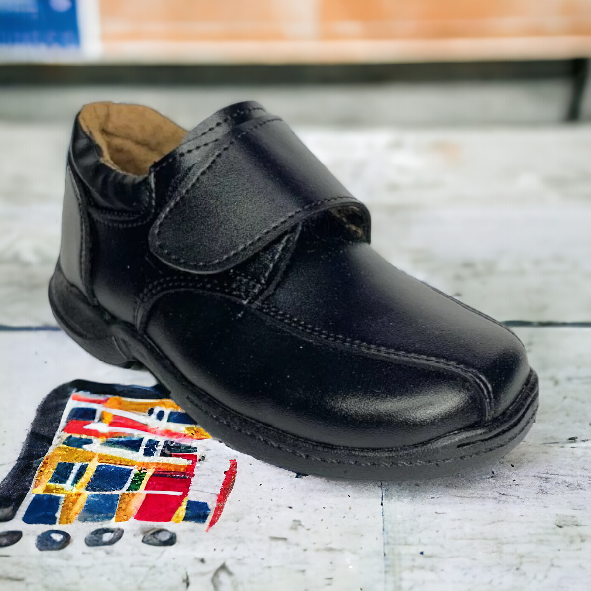 Zapato Escolar Niño Velcro Oxford Carlitos 202 Gn® LAS CUATAS.