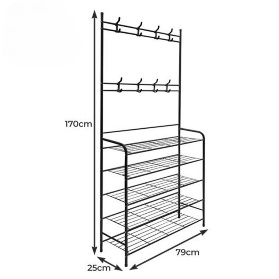 Organizador de 5 Niveles con Doble Barra de Perchas para Zapatos y Ropa.