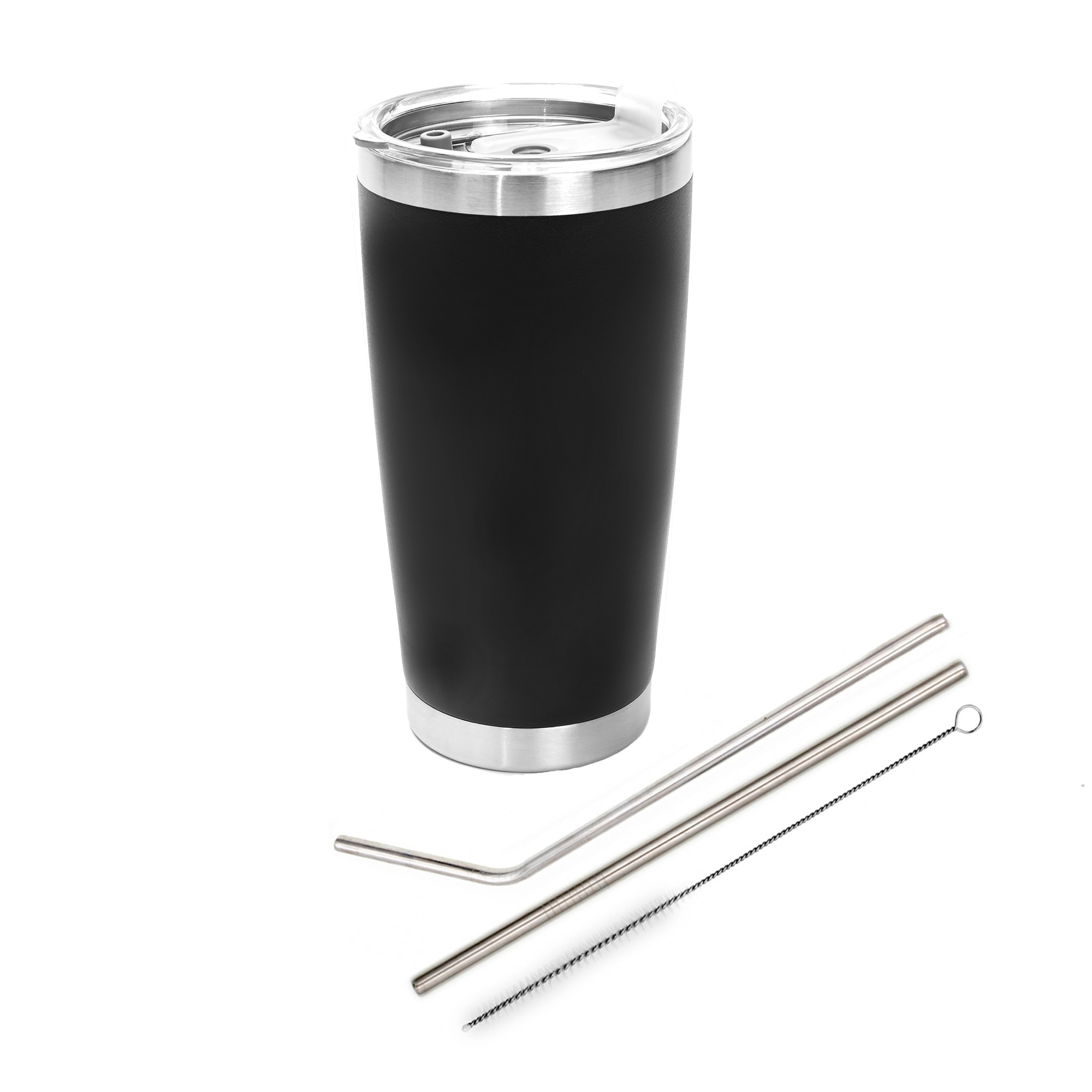 Vaso Térmico con 2 Popotes en Acero Inoxidable, Vaso para Bebidas Frías o Calientes y Tapa con Soporte para Popote