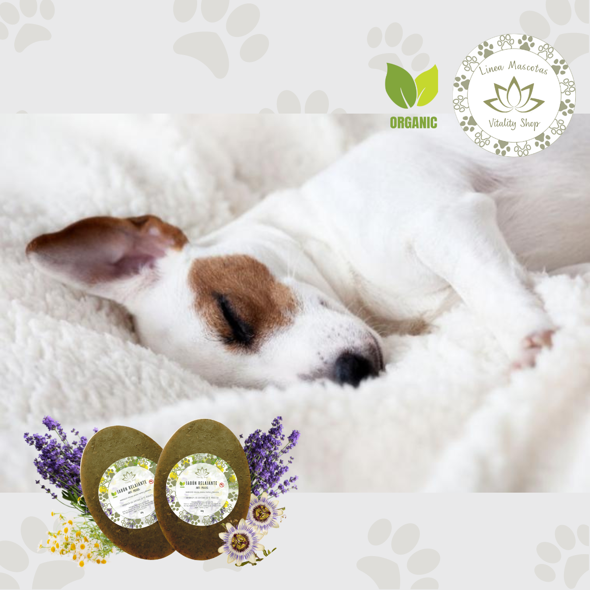 Jabón en barra relajante organico natural anti pulgas mascotas domesticas 2pz.
