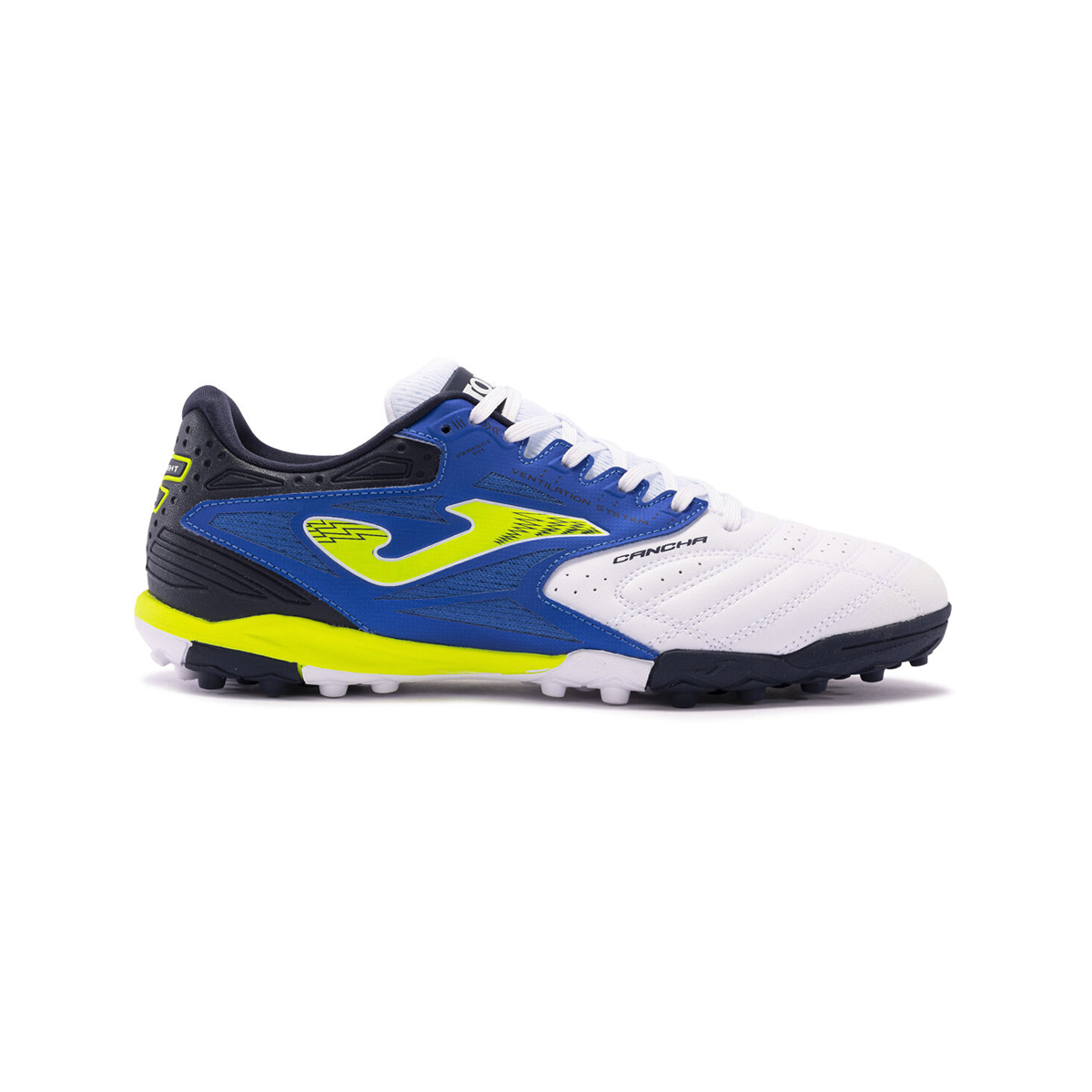 Tenis Futbol Rapido Joma Cancha 2402 Turf Blanco/Royal.