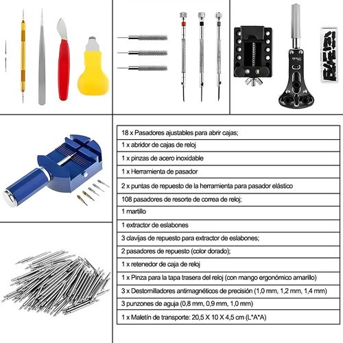 "Kit De Herramientas Reparación De Relojero 179 Piezas "
