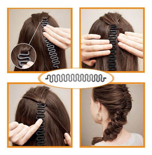 "52 Pcs Donas Para El Cabello Kit Peinado Con Broche Cabello negro "