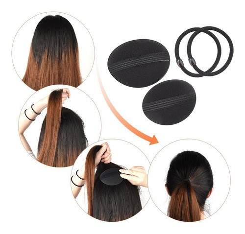"52 Pcs Donas Para El Cabello Kit Peinado Con Broche Cabello negro "