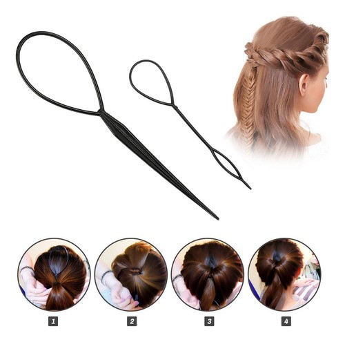 "52 Pcs Donas Para El Cabello Kit Peinado Con Broche Cabello negro "