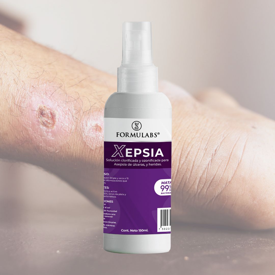 Spray Para Asepsia De Ulceras, Pie Diabético, Heridas y Quemaduras, Con Iones De Plata, 50ml, Xepsia, Formulabs