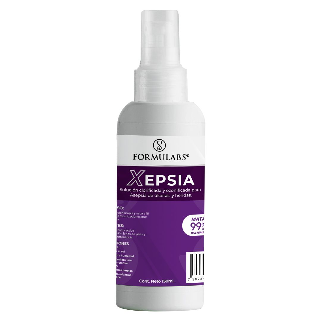 Spray Para Asepsia De Ulceras, Pie Diabético, Heridas y Quemaduras, Con Iones De Plata, 50ml, Xepsia, Formulabs