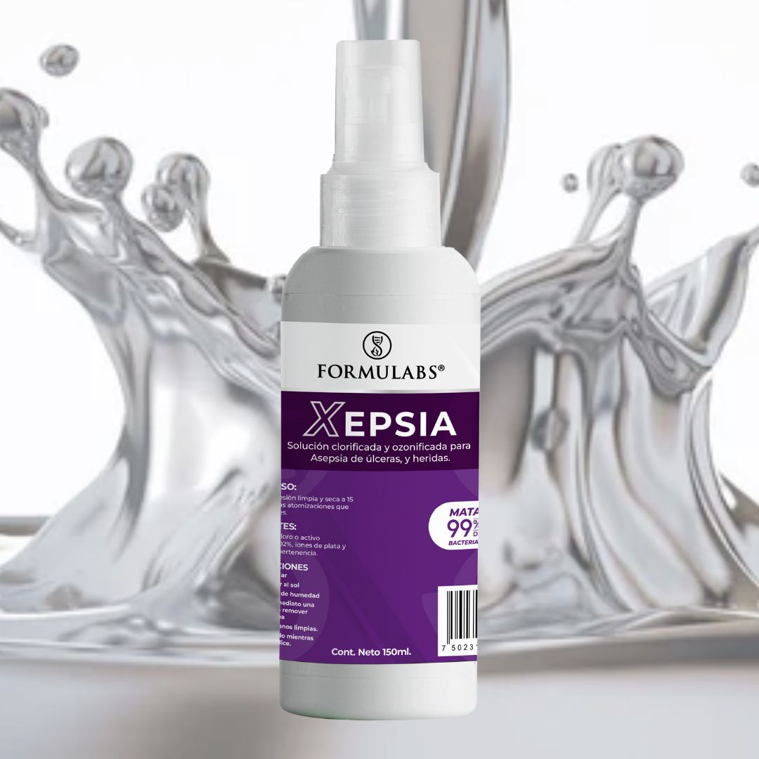 Spray Para Asepsia De Ulceras, Pie Diabético, Heridas y Quemaduras, Con Iones De Plata, 50ml, Xepsia, Formulabs