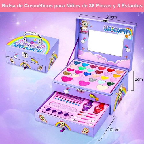 "Maquillaje De Juguete Para Niñas Lavable Real De Belleza Lila "