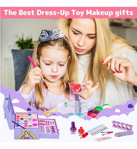 "Maquillaje De Juguete Para Niñas Lavable Real De Belleza Lila "