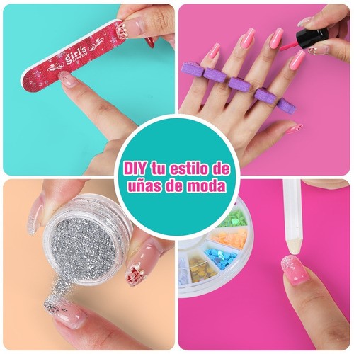 "Kit De Maquillaje Belleza De Uñas Regalo Juguetes Para Niñas Rosa "