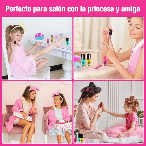 "Kit De Maquillaje Belleza De Uñas Regalo Juguetes Para Niñas Rosa "