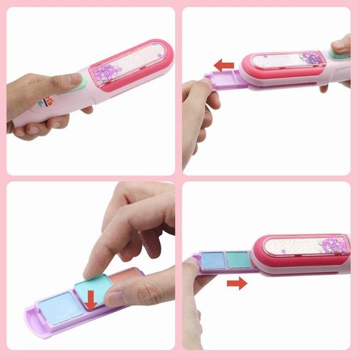 "Set De Cabello Tinte Temporal Juguete Plancha Mechas Niñas Rosa "