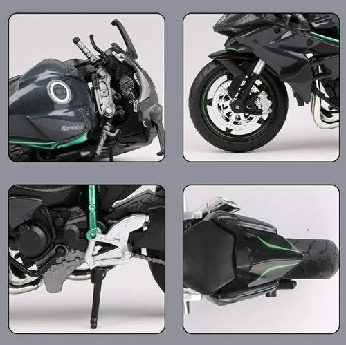 "Kawaski H2r Miniatura Moto Metal De Luz Y Sonido Base 1:12 negra "