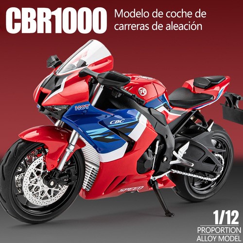 Moto Escala Metal Honda Cbr1000 Con Sonido y Luces Rojo 