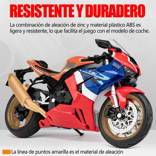 Moto Escala Metal Honda Cbr1000 Con Sonido y Luces Rojo 