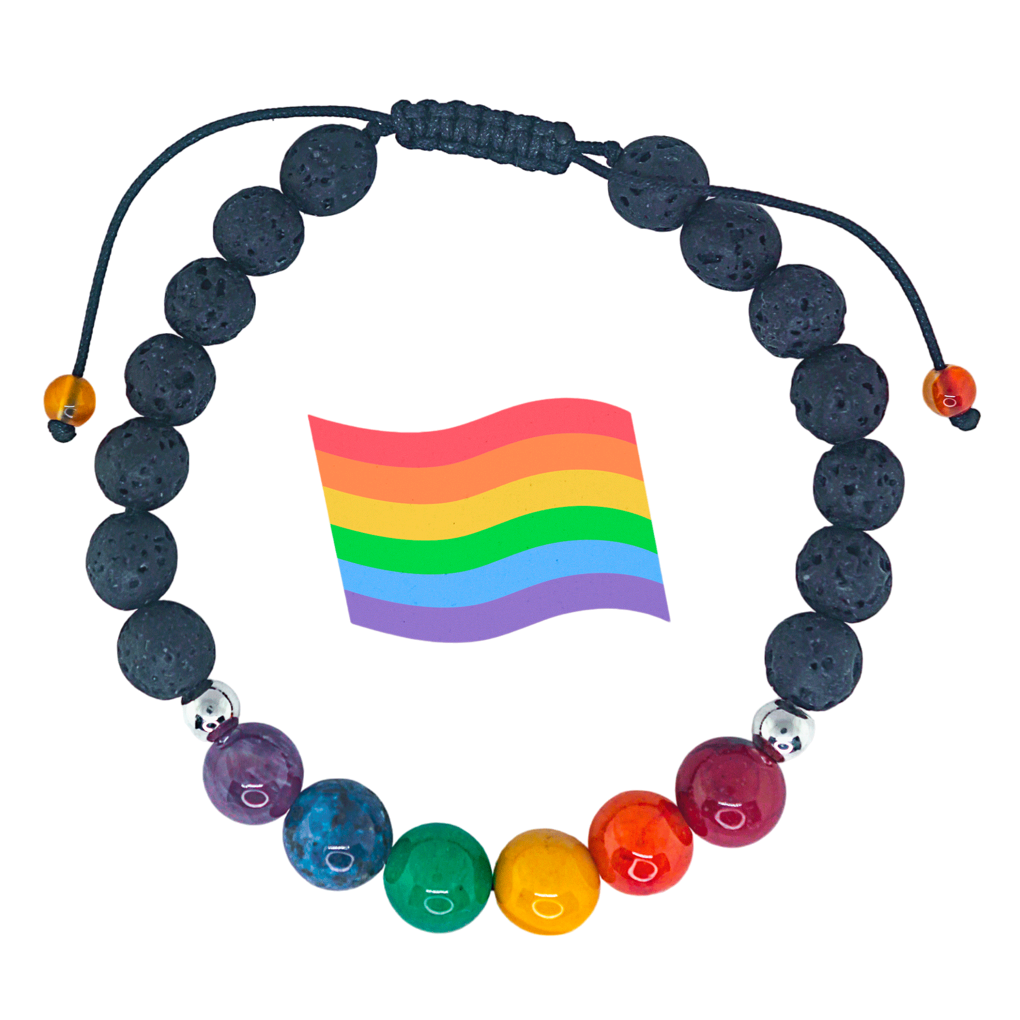 Pulsera Pride LGBT Cuarzos Naturales y Plata genuina 