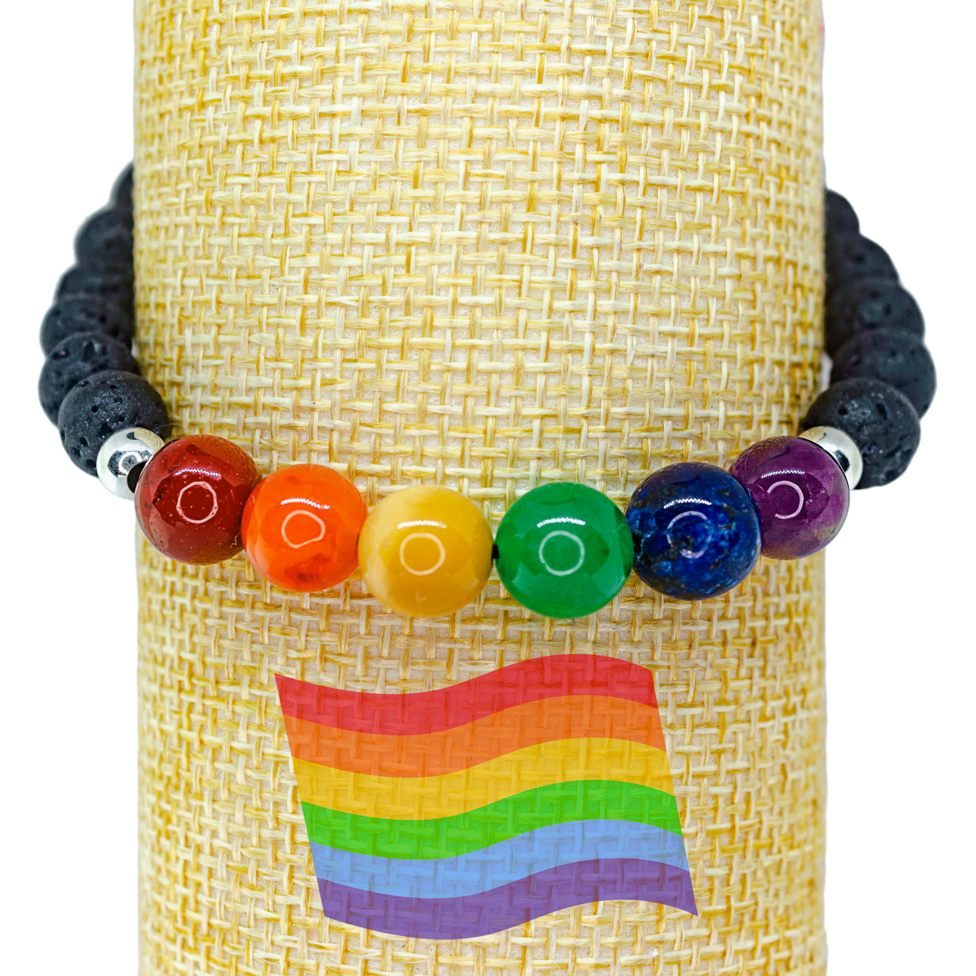 Pulsera Pride LGBT Cuarzos Naturales y Plata genuina 