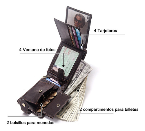 Cartera Para Caballero Carteras Piel Vaca Para Hombre Regalo