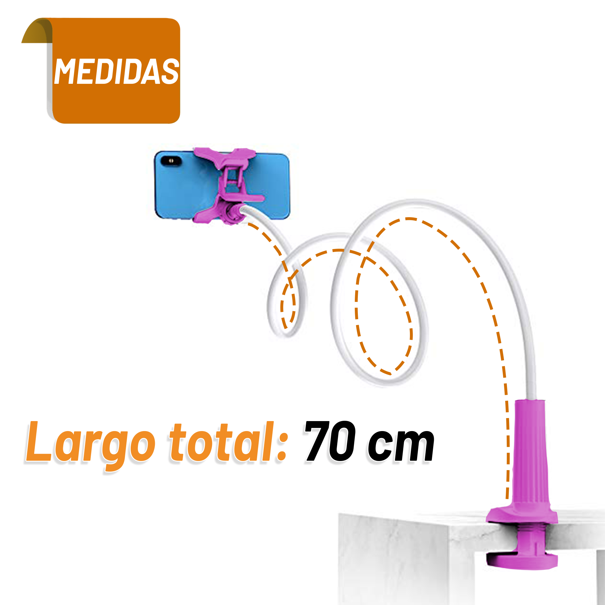 Soporte para Celular Archy Brazo Flexible Universal Multiangulo Rotación 360 Mesa Escritorio Hogar Oficina con Brazo De Ajuste Clip Pinza Porta Celular.