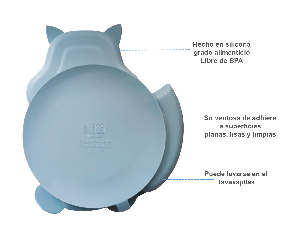 Plato para Bebé con 3 Divisiones y Cubiertos en Silicona
