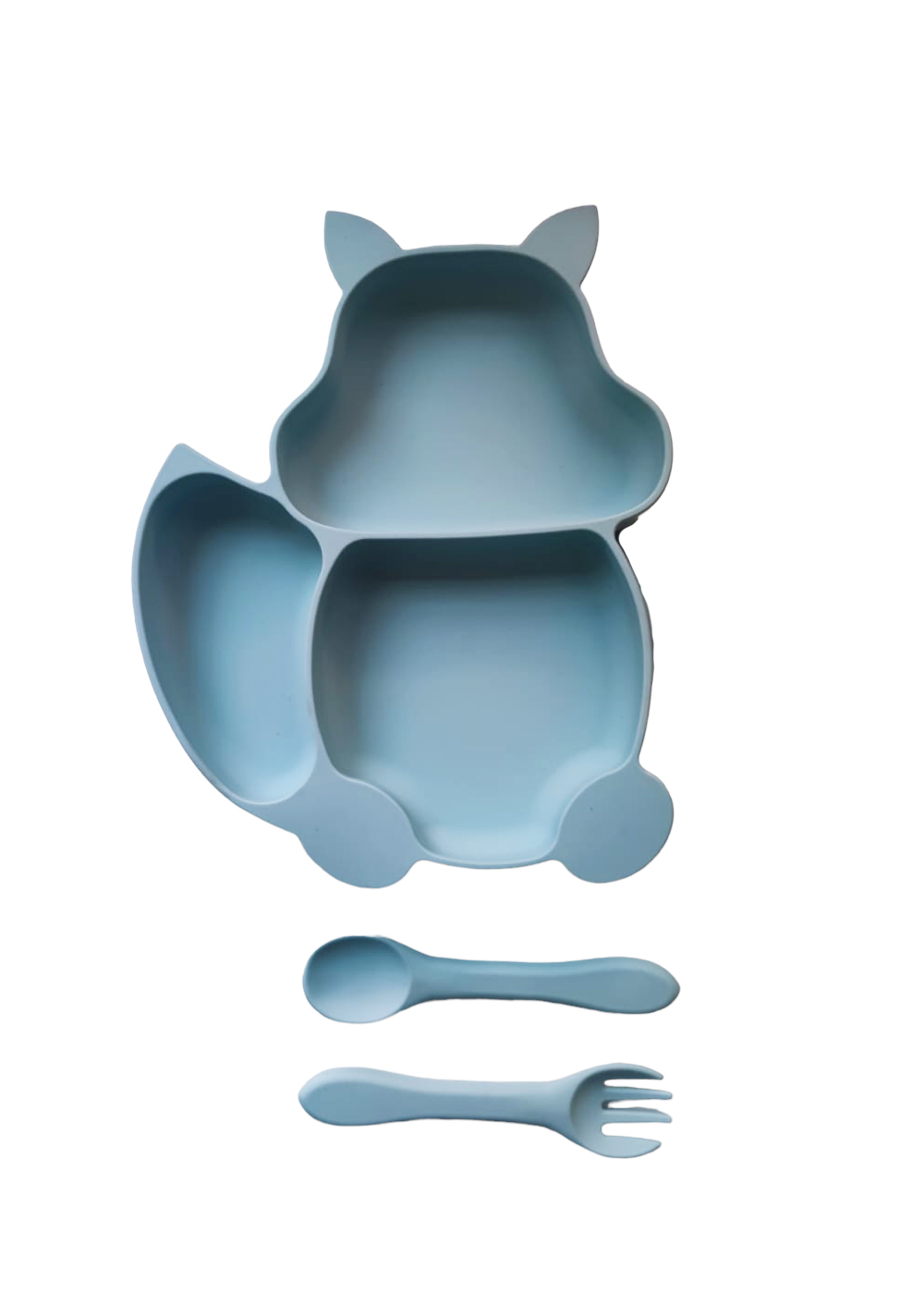 Plato para Bebé con 3 Divisiones y Cubiertos en Silicona