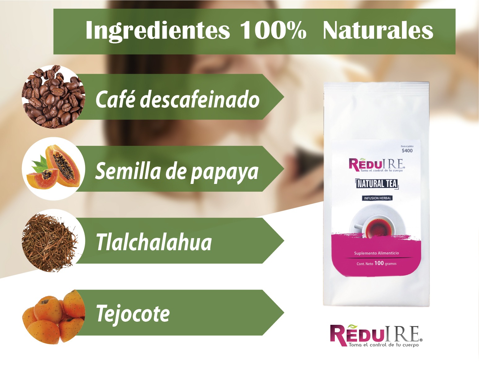 Té 100% Natural Baja Talla Y Peso Reduire