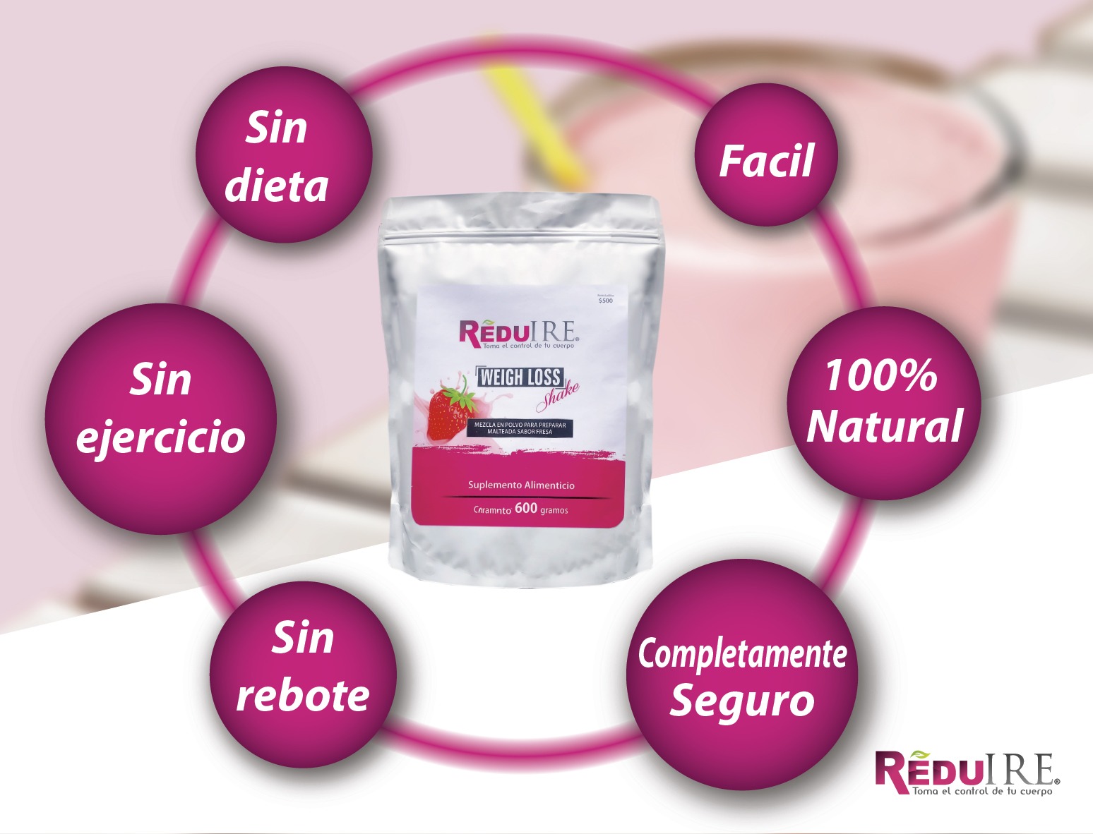Malteada Weigh Loss Sabor Fresa P/ Bajar Peso Reduire 