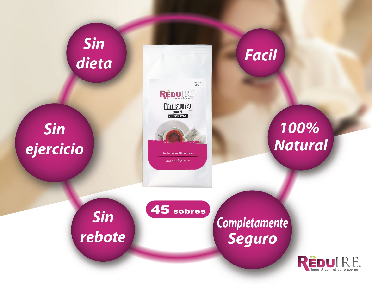 Té 100% Natural Baja Talla Y Peso (Sobres) Reduire