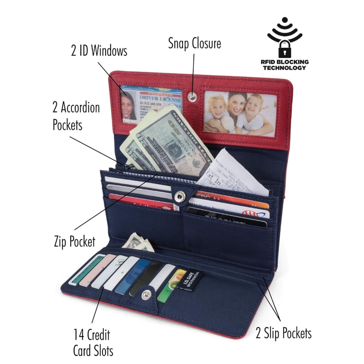 Nautica Money Manager Rfid - Cartera Para Mujer, Organizador