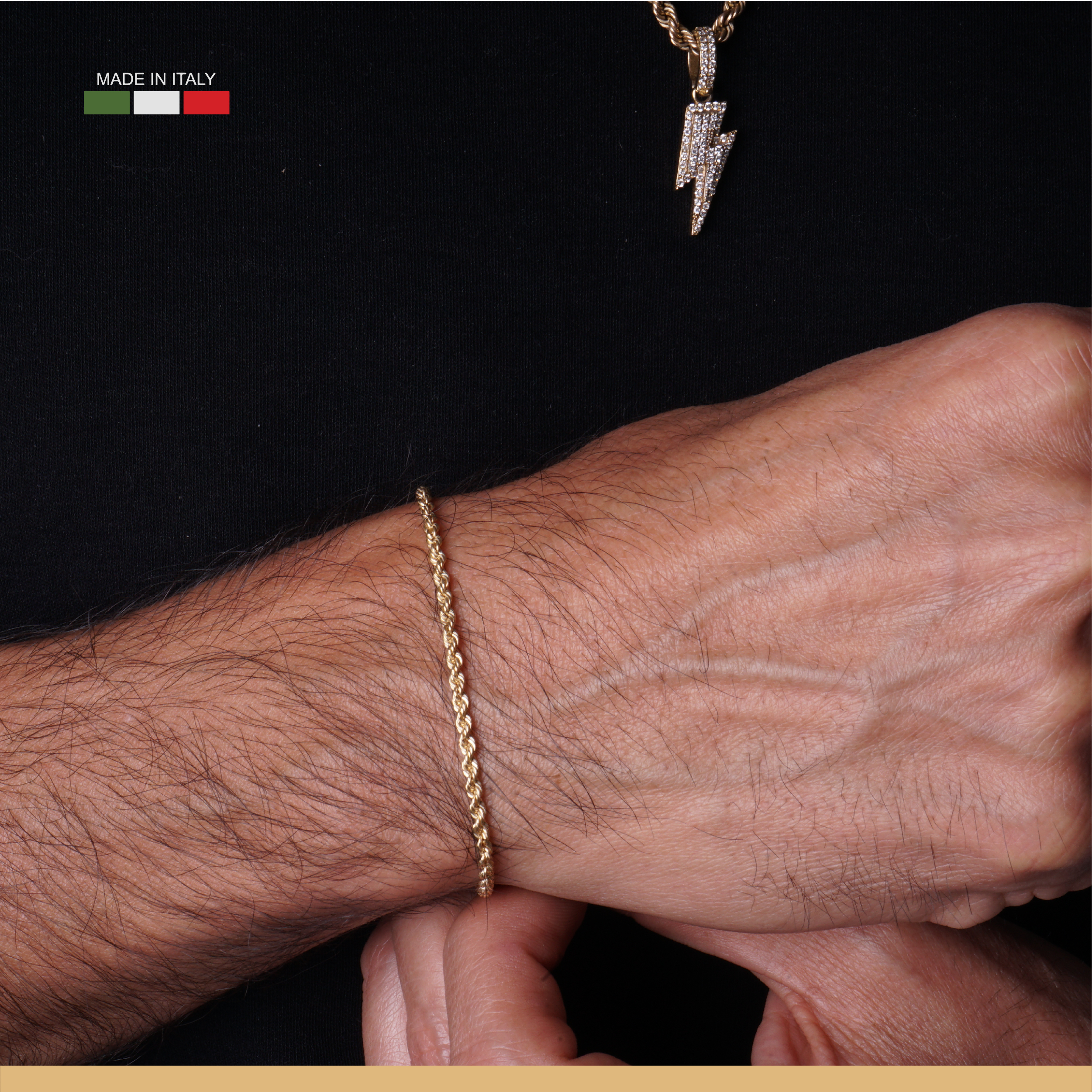 Italy Pulsera Oro 10k Torzal Torsal Pulso 18cm 2.1mm Esclava.