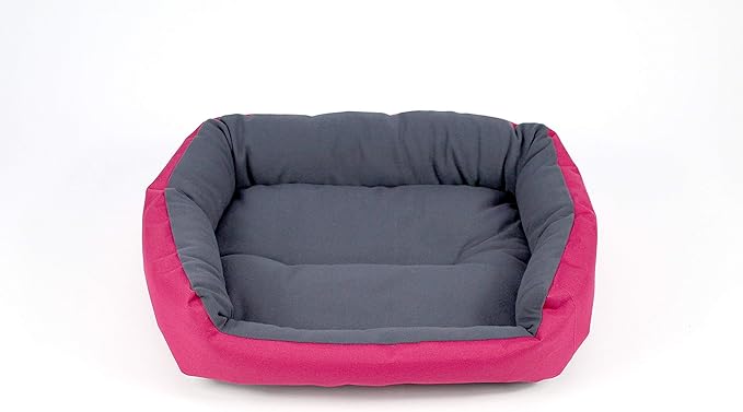 PETS APPAREL HILLS Cama para Perro, Resistente, Confortable, con Relleno Suave, Medidas y Color a Elegir (Small, Fucsia/Gris)