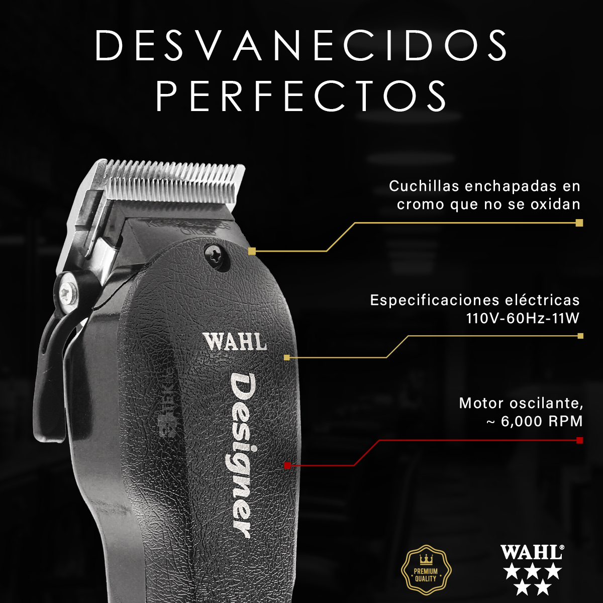 Cortadora De Pelo Calidad Profesional Wahl Designer Alta Potencia .