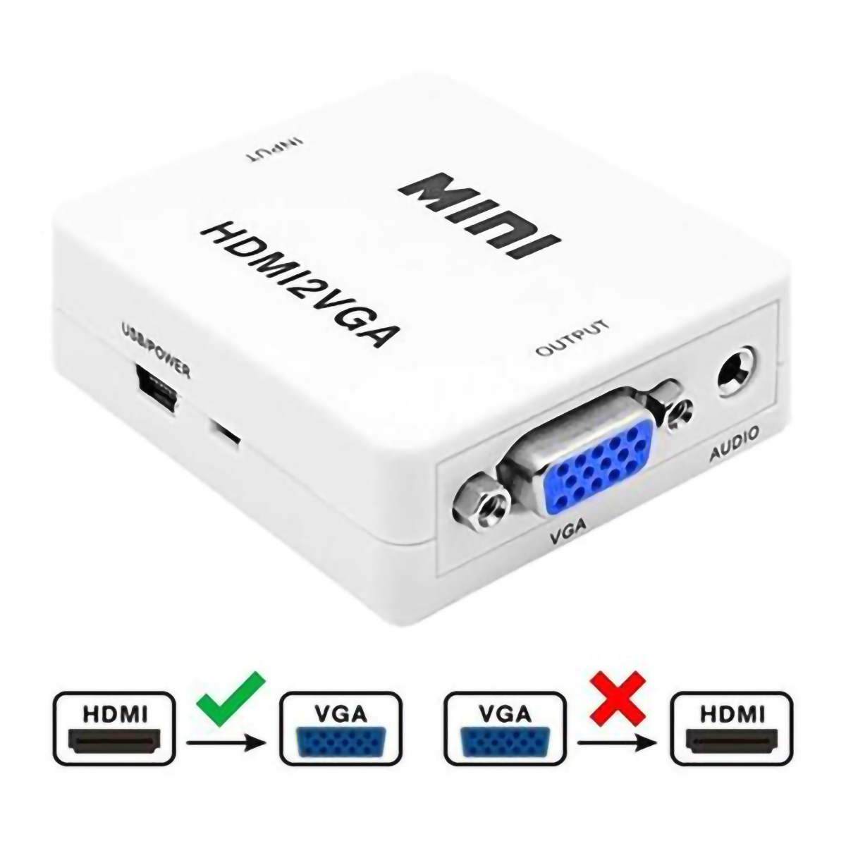 Convertidor de HDMI a VGA Activo PS4 PS5 Xbox One Series.