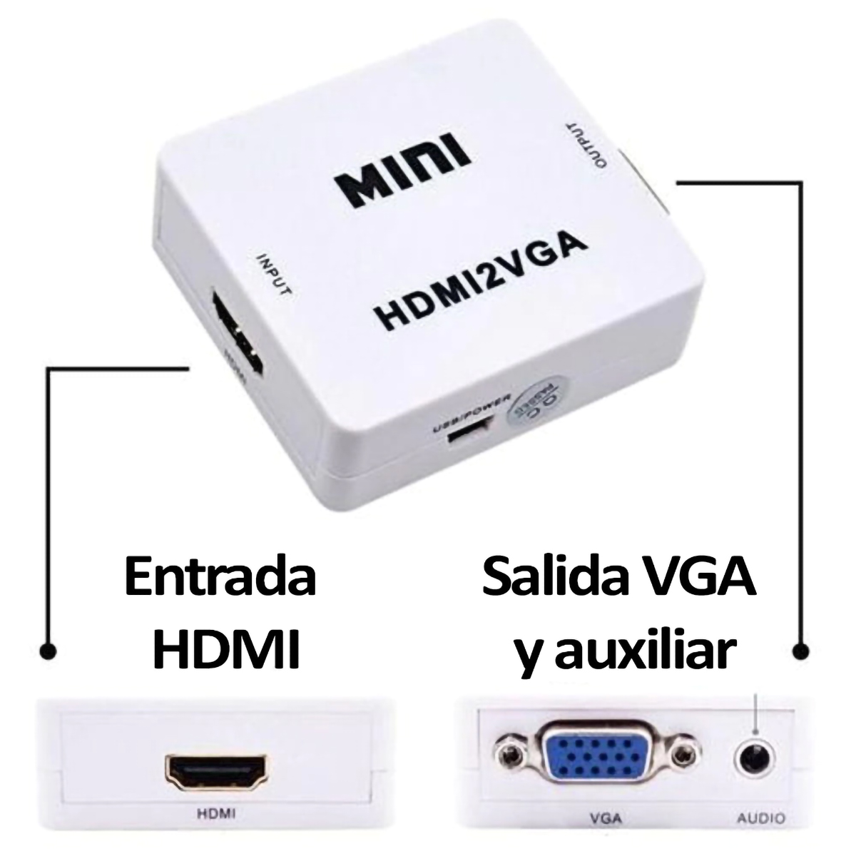 Convertidor de HDMI a VGA Activo PS4 PS5 Xbox One Series.