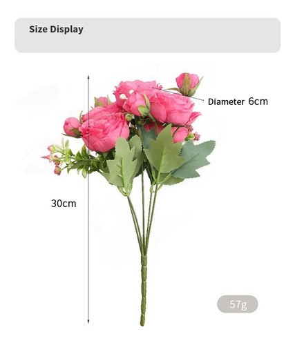 "Flores Peonias Artificiales Ramo Novia Boda Centro Mesa Rosa "
