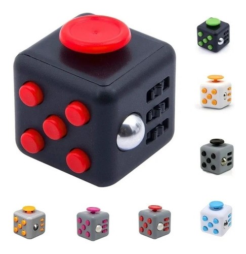 "Fidget Cube - Juguete Anti Estrés negro con rojo "
