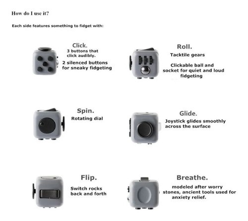 "Fidget Cube - Juguete Anti Estrés negro con rojo "