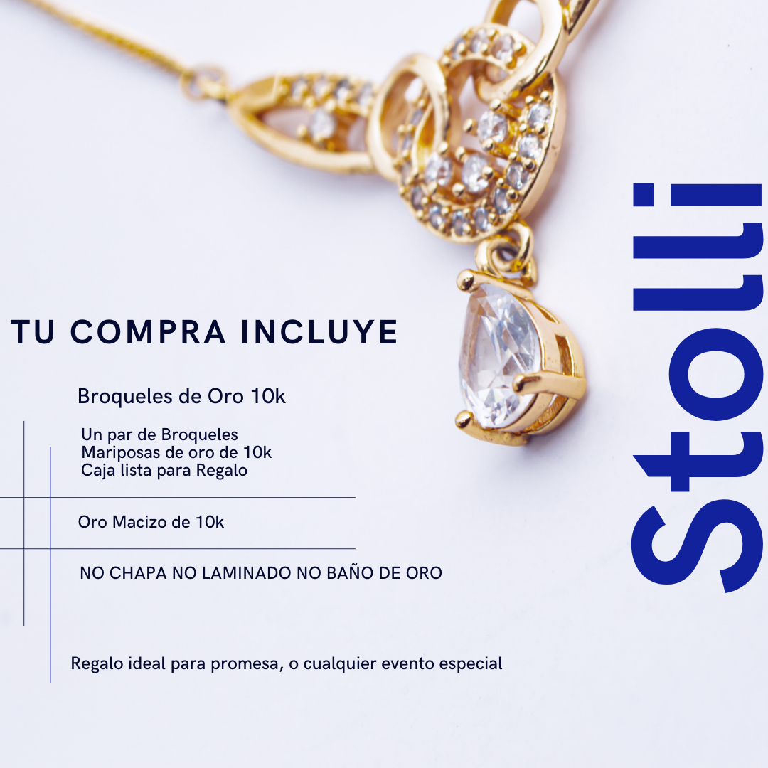 Broquel Oro 10k Con Zirconia Cuadrado