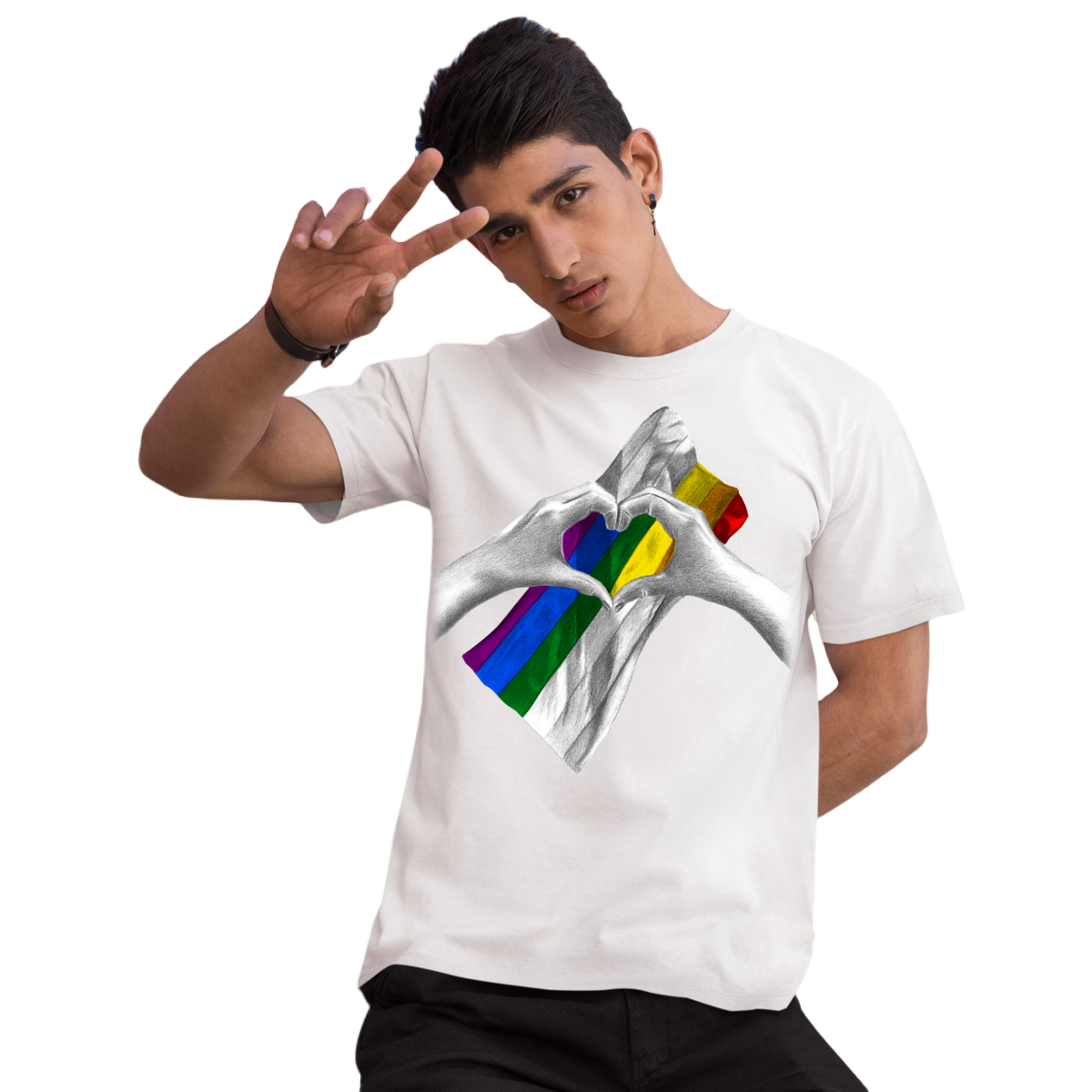 Playera Hombre Orgullo Lgbt Gay Love Pride Corazón Arcoiris San Valentín 14 de febrero 