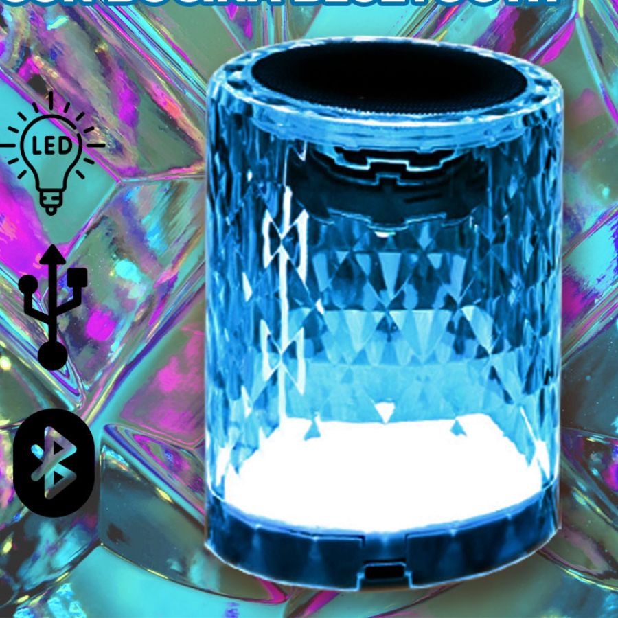 Bocina Bluetooth Diseño Lampara Cristal Acrilico.