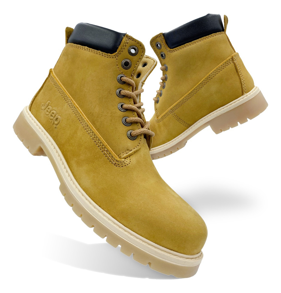 Botas Jeep De Piel Para Caballero Modelo 3801 Color Miel.