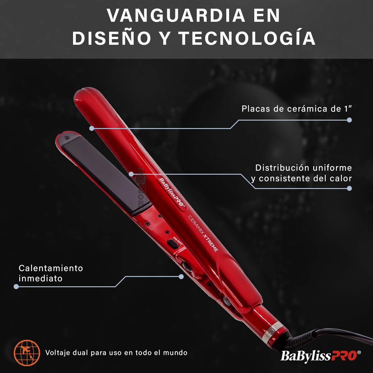 Plancha Ceramica Babyliss Profesional Ceramix Xtreme Roja