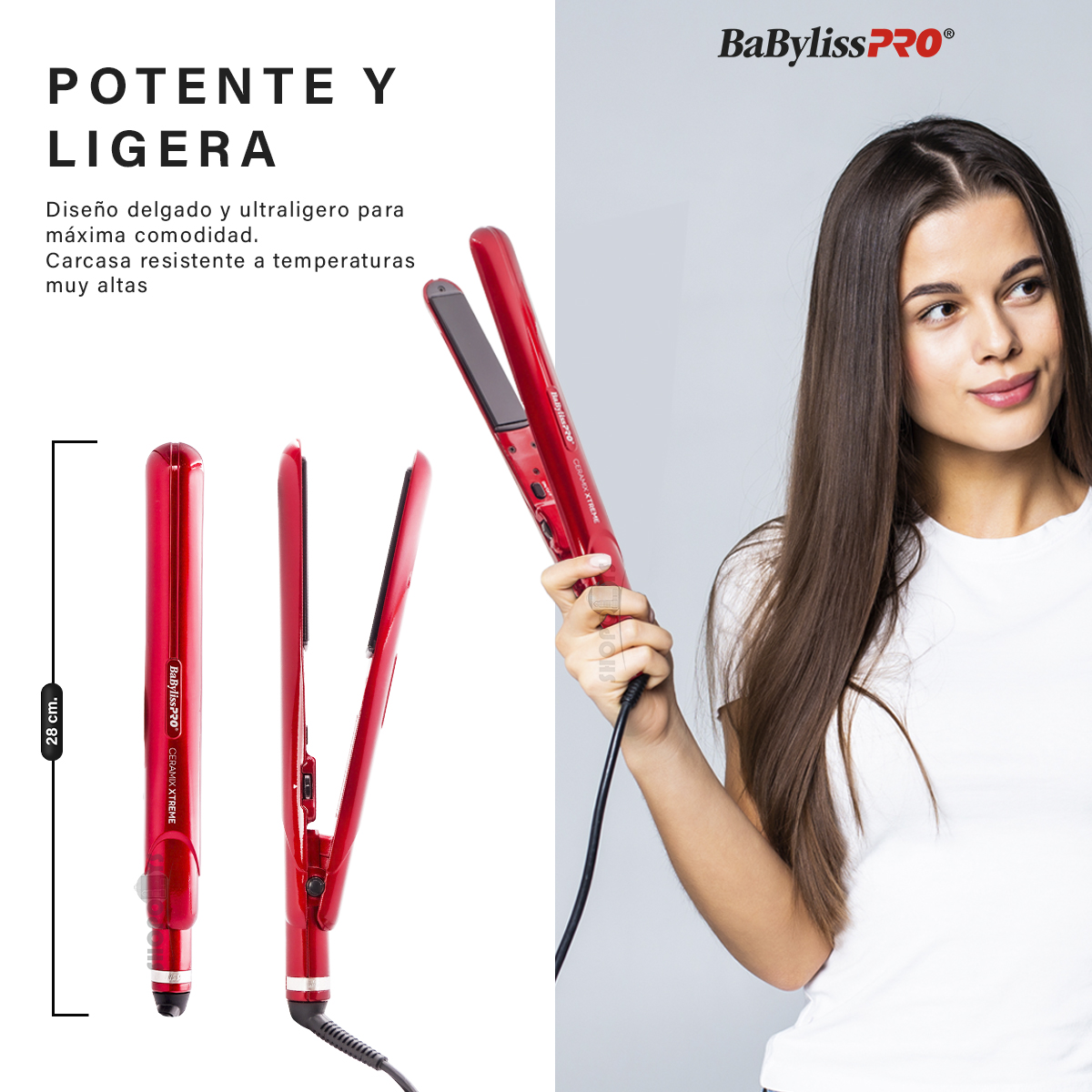 Plancha Ceramica Babyliss Profesional Ceramix Xtreme Roja