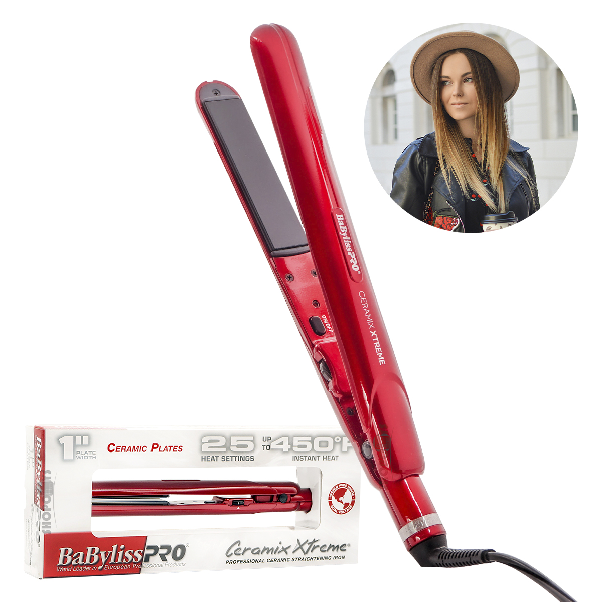 Plancha Ceramica Babyliss Profesional Ceramix Xtreme Roja
