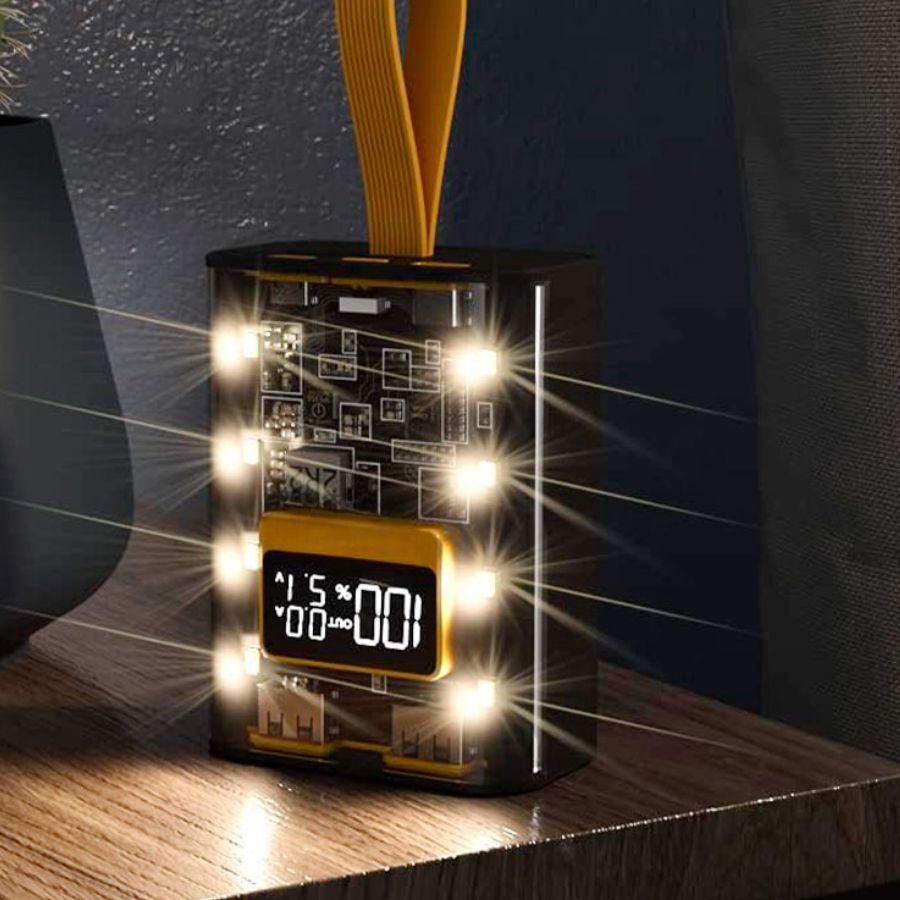 Mini Power Bank 10000mAh con Pantalla Digital Inteligente y Luz LED Nocturna.