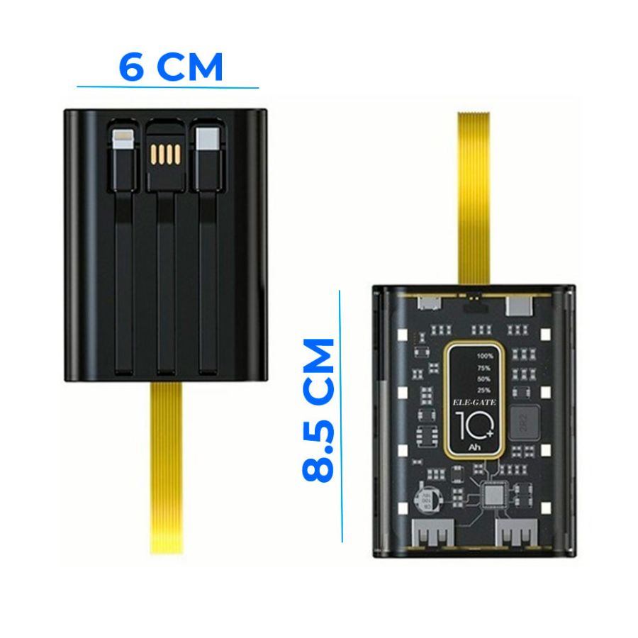 Mini Power Bank 10000mAh con Pantalla Digital Inteligente y Luz LED Nocturna.