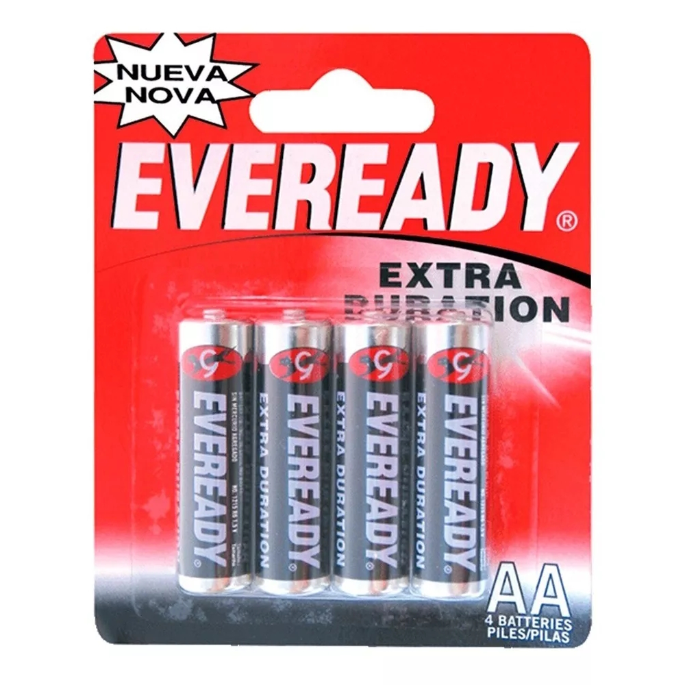 Blister 4 Pilas Aa Zinc Carbón 1.5v Baterías Eveready.