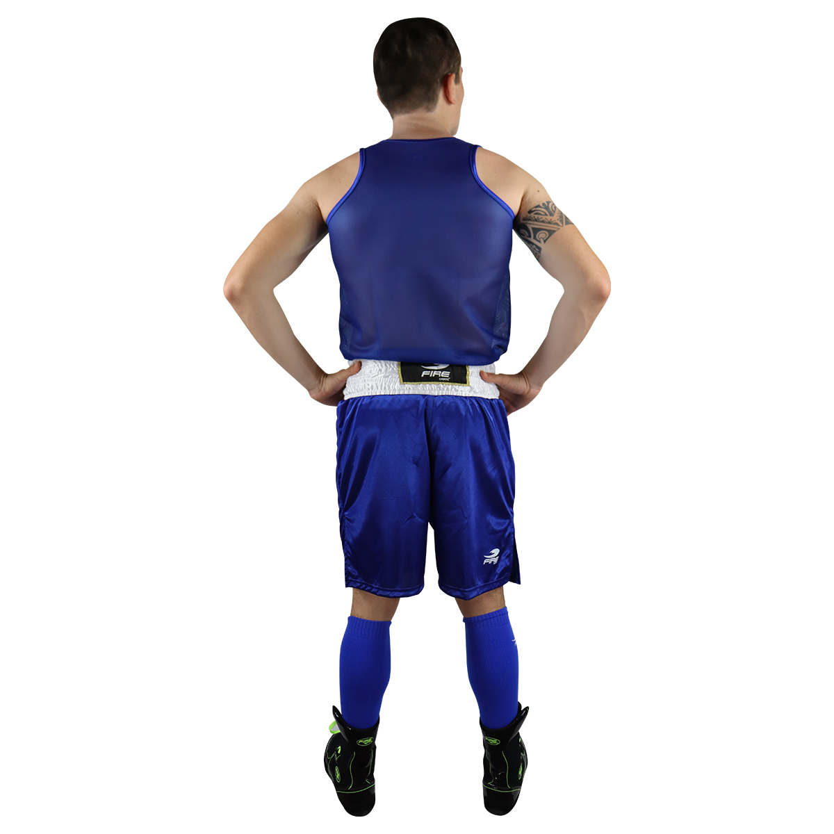 Uniforme de Box Varonil Fire Sports Playera/Short Azul.