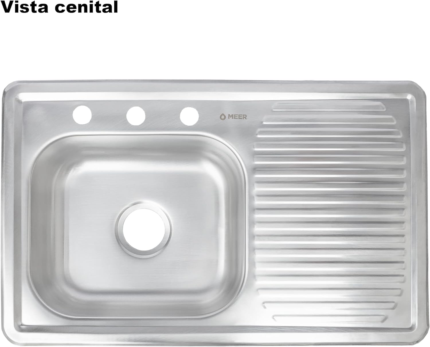 Tarja Sencilla con Escurridero Derecho para Empotrar (80 cm x 50 cm con 15.25 cm de Profundidad) Incluye Kit completo de Instalación